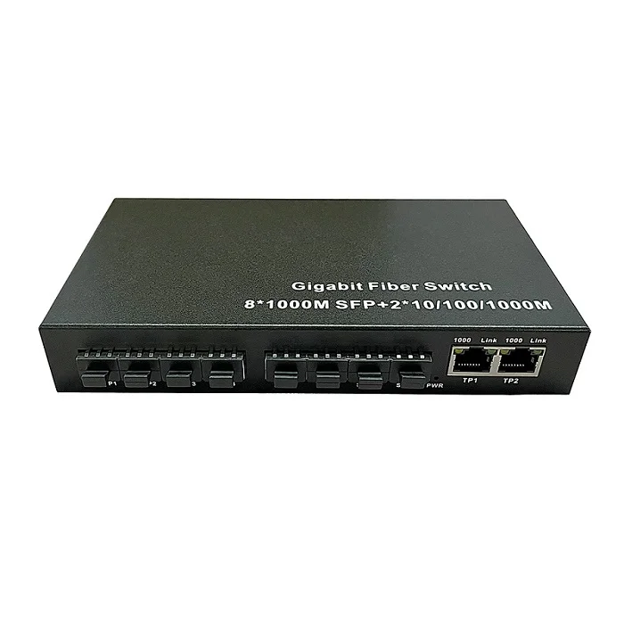 

switch 8 port sfp gigabit ethernet optical fiber switch With 2*1000Base-T 10 Ports Gigabit Switch