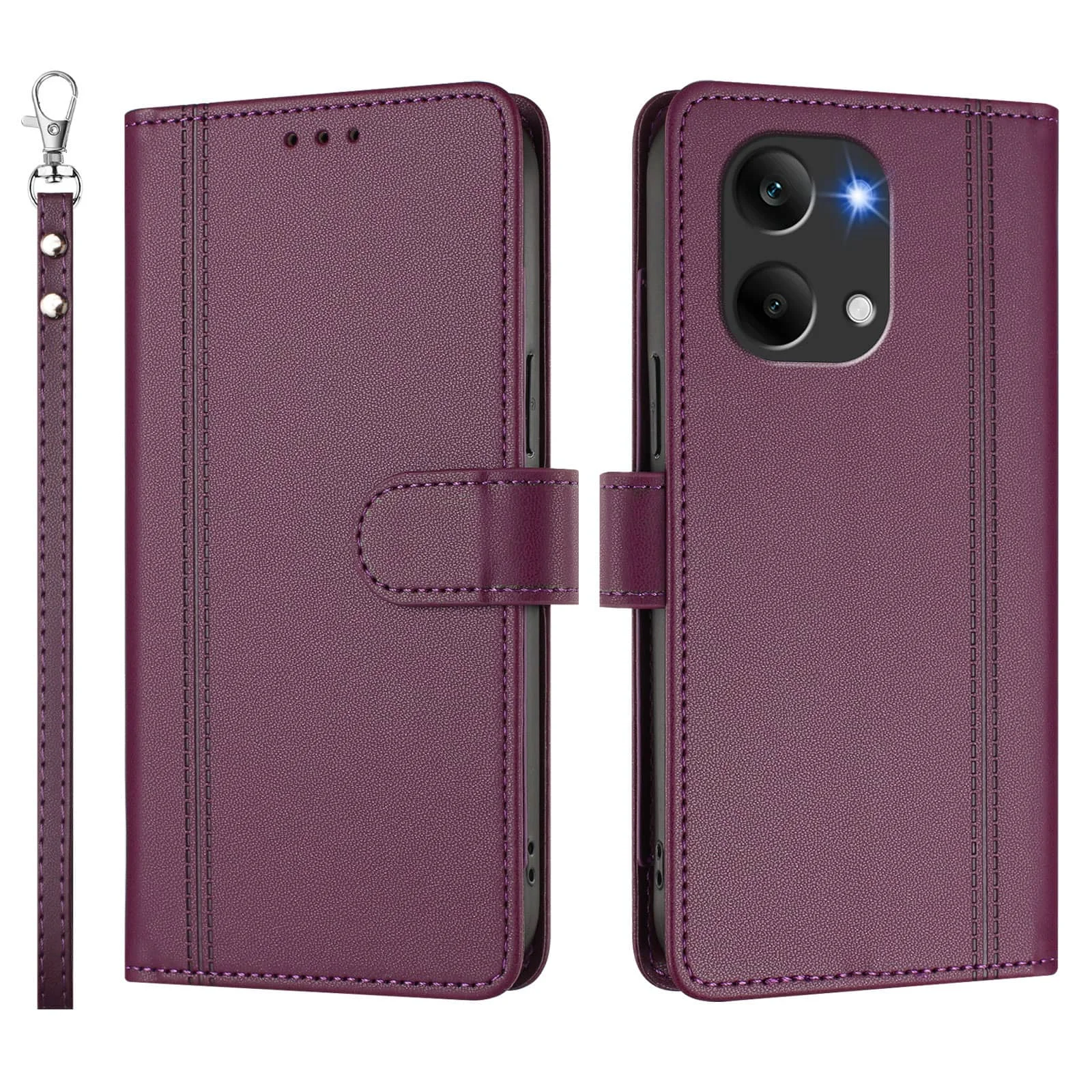 Slim Flip Wallet Case with Magnetic Clasp and Kickstand Feature