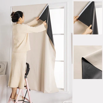 Tenda oscurante al 100% autoadesiva senza punzonatura Camera da letto Parasole Isolamento Privacy Tenda per finestra Porta Balcone Protezione solare 1