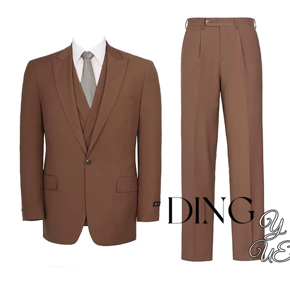 Men Suits Slim Fit - 3 Piece Suits Tuxdeo Prom Weddding Blazer Classic Fit Suit Set One Button Solid Jacket Blazer Vest & Pants