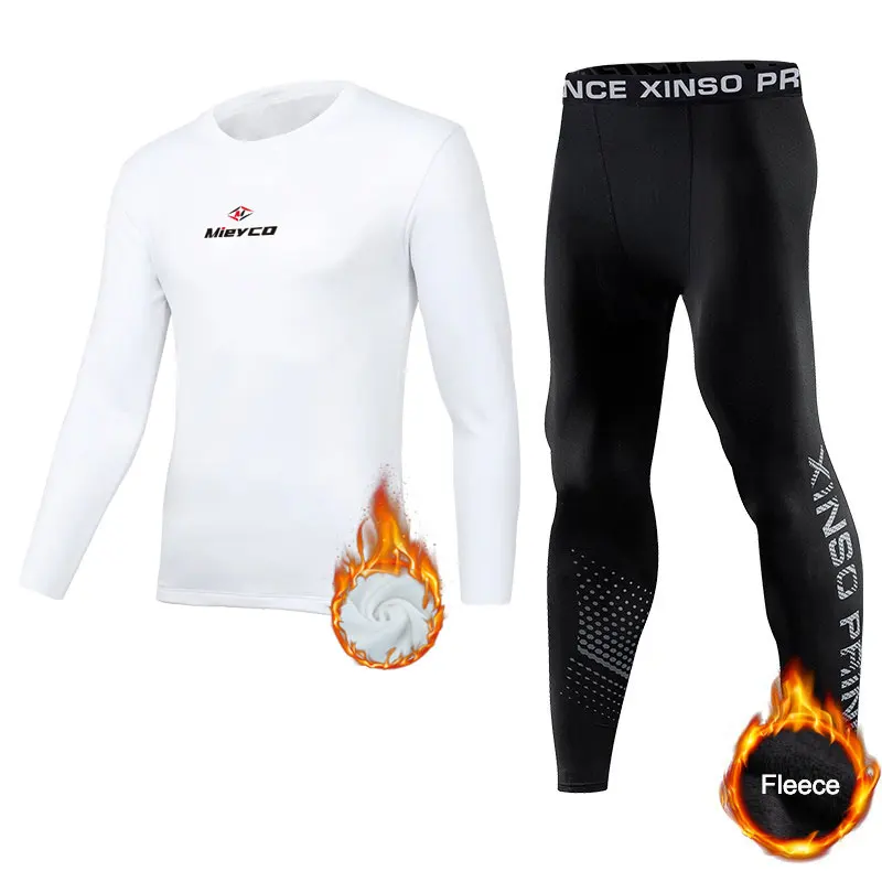 Cycling Underwear 2-piece Winter Cycling Base Layer warm corset Ski warm suit Corset jacket, trousers Men's fitness pants shirt