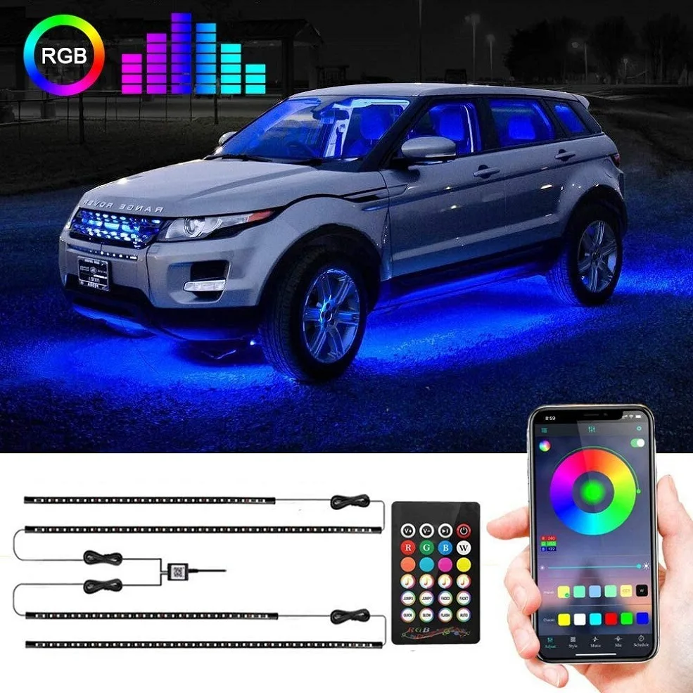

Автомобильные дневные ходовые огни, декоративные огни для салона, 9 Вт, RGB, ходовые огни для атмосферы, беспроводное приложение для дистанционного управления Bluetooth