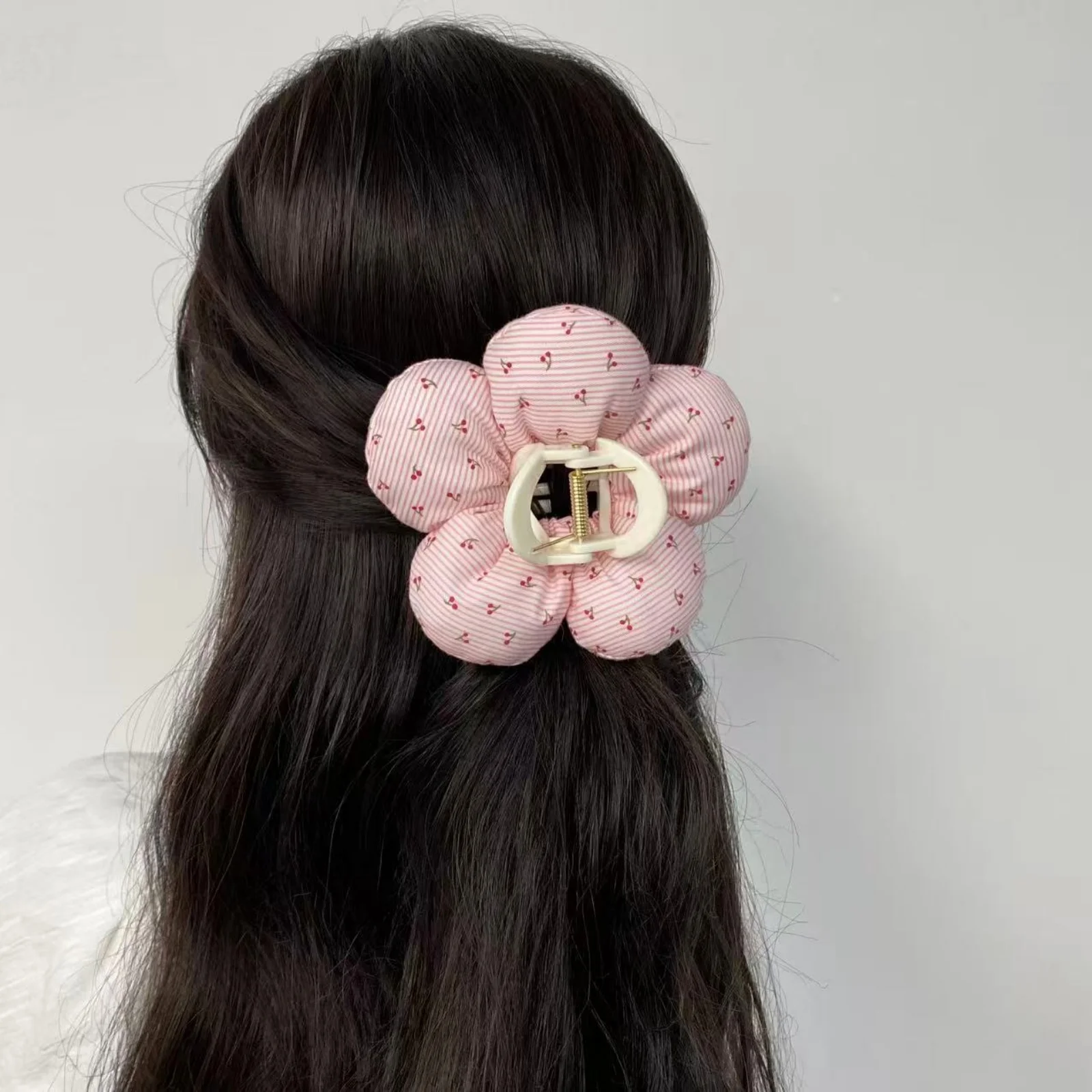 1PC Cute Flower - Shaped Hair Claw Clips Set, Floral & Cartoon Patterned Padded Hair Accessories For Women