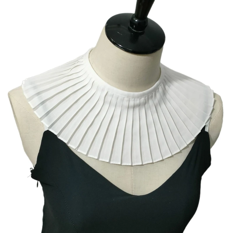 

Elegant Pleated Ruffle Shoulder Wrap False Collar Shawl for Women Girls Dropship