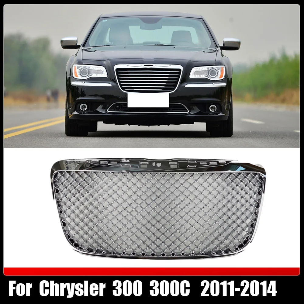 

Mesh Style Car Front Bumper Grille Front Upper Mesh Grill Gloss Black Grille Racing Grills Fit For Chrysler 300 300C 2011-2014