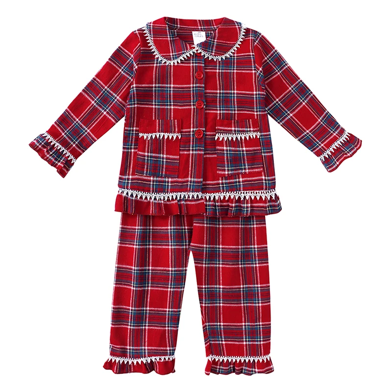 Christmas Pyjamas Sets for Kids 1-13 Years Cotton Loungewear Sibling Pajamas Winter Baby Boys Girls Soft Plaid Children Clothes 4