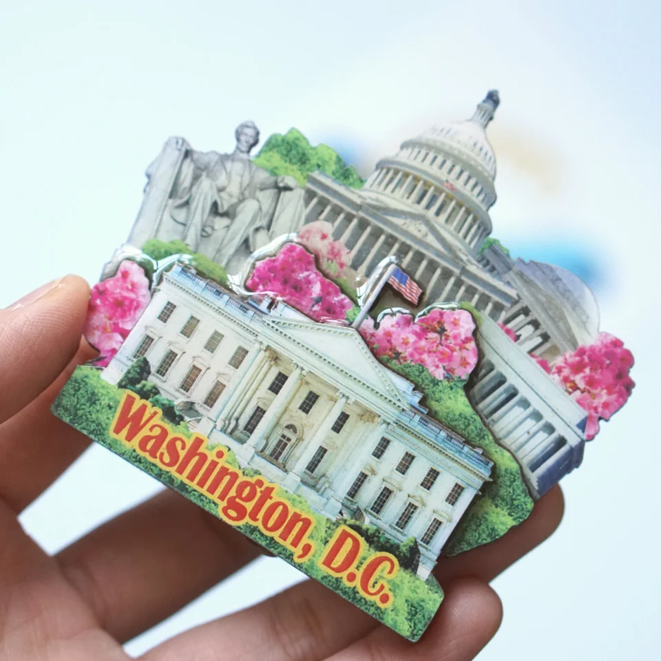 Magnete Frigorifero 3D Washington D.C. - Souvenir Di Viaggio Fatto A Mano In Resina - Regalo Originale E Decorazione Casa