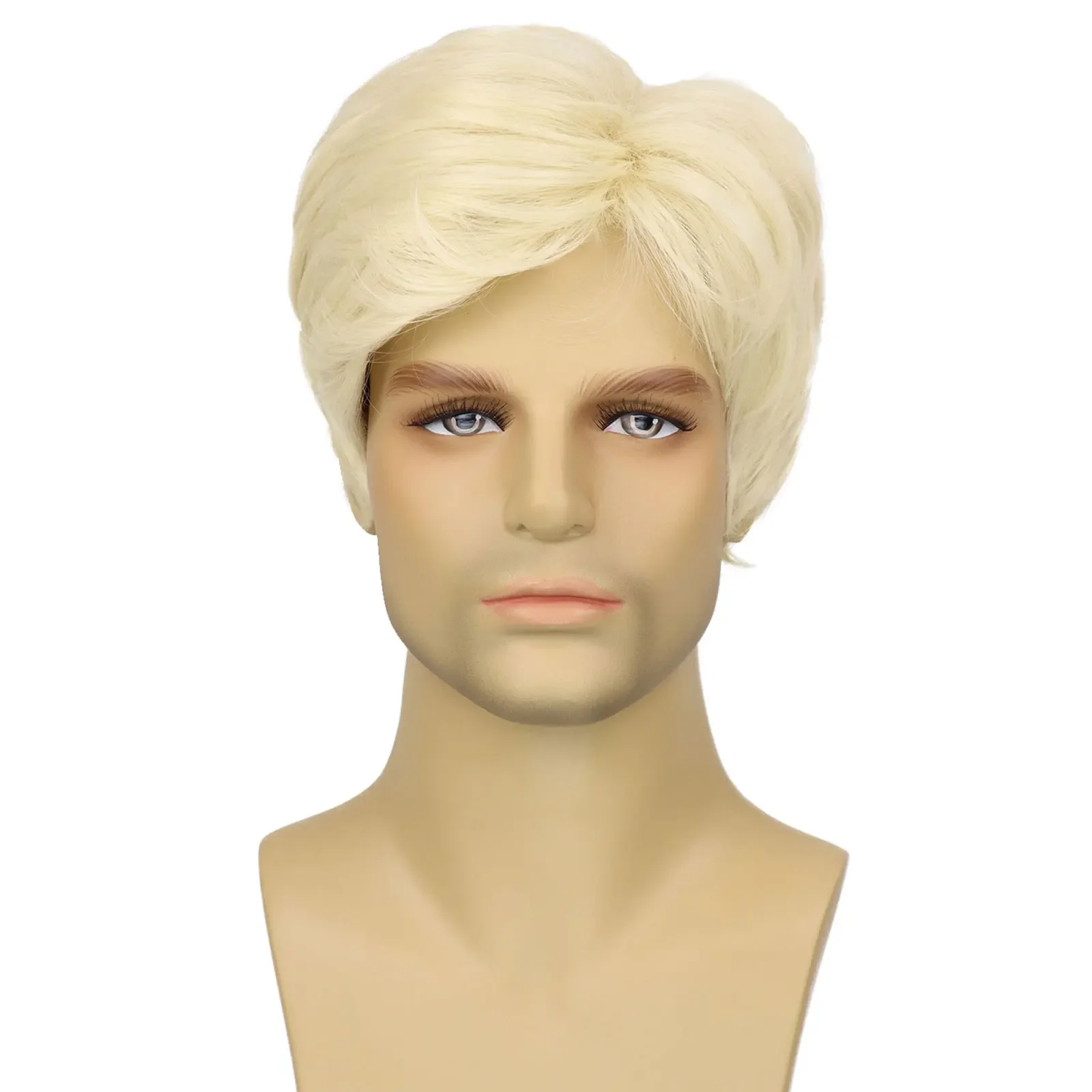 Blonde Men's Wig Short Synthetic Pixie Ken Wig Heat Resistant Synthetic Platinum Blonde Wigs for Halloween Costume Party
