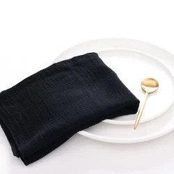 Set of 6 Cotton Gauze Cloth Napkins 30x30cm for Elegant Dining & Decor (6pcs Black)