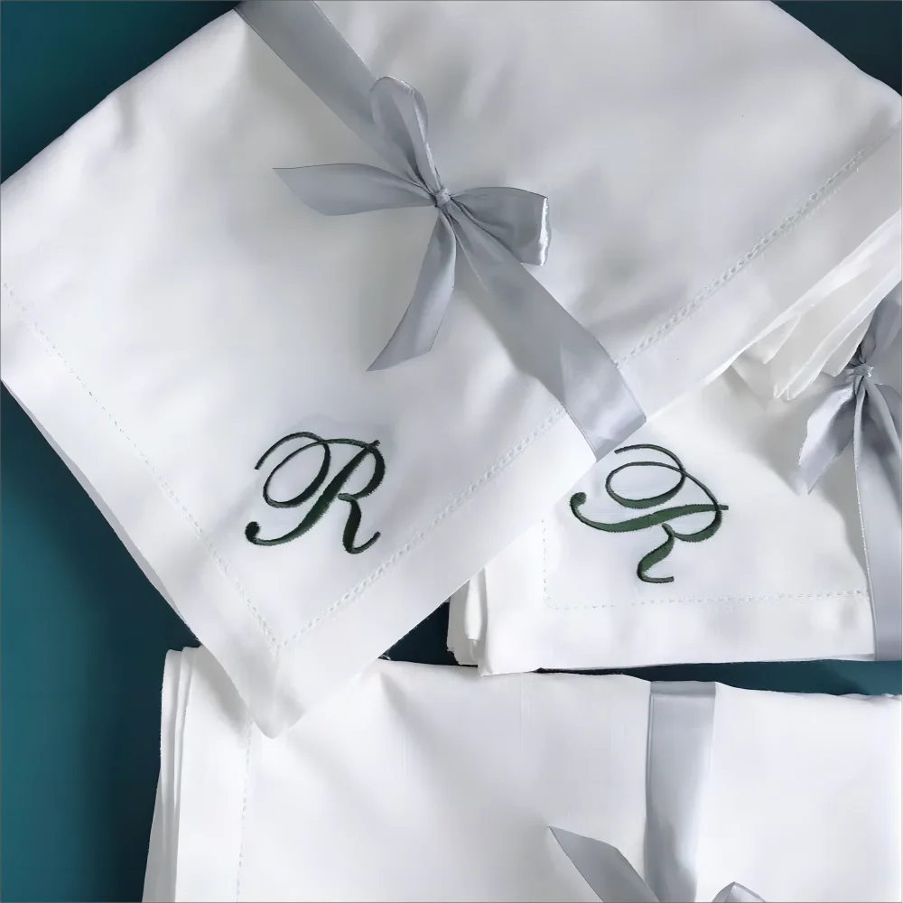 Monogram Embroidery Dinner Cloth Napkins With Paper Napkins, Cotton Napkins, etc.
