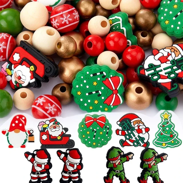 Santa Claus Xmas Bell Tree Crochet Rubber Bead Christmas Silicone Focal  Beads DIY Jewelry Bracelet Necklace Lanyards Crafts 2024 - AliExpress