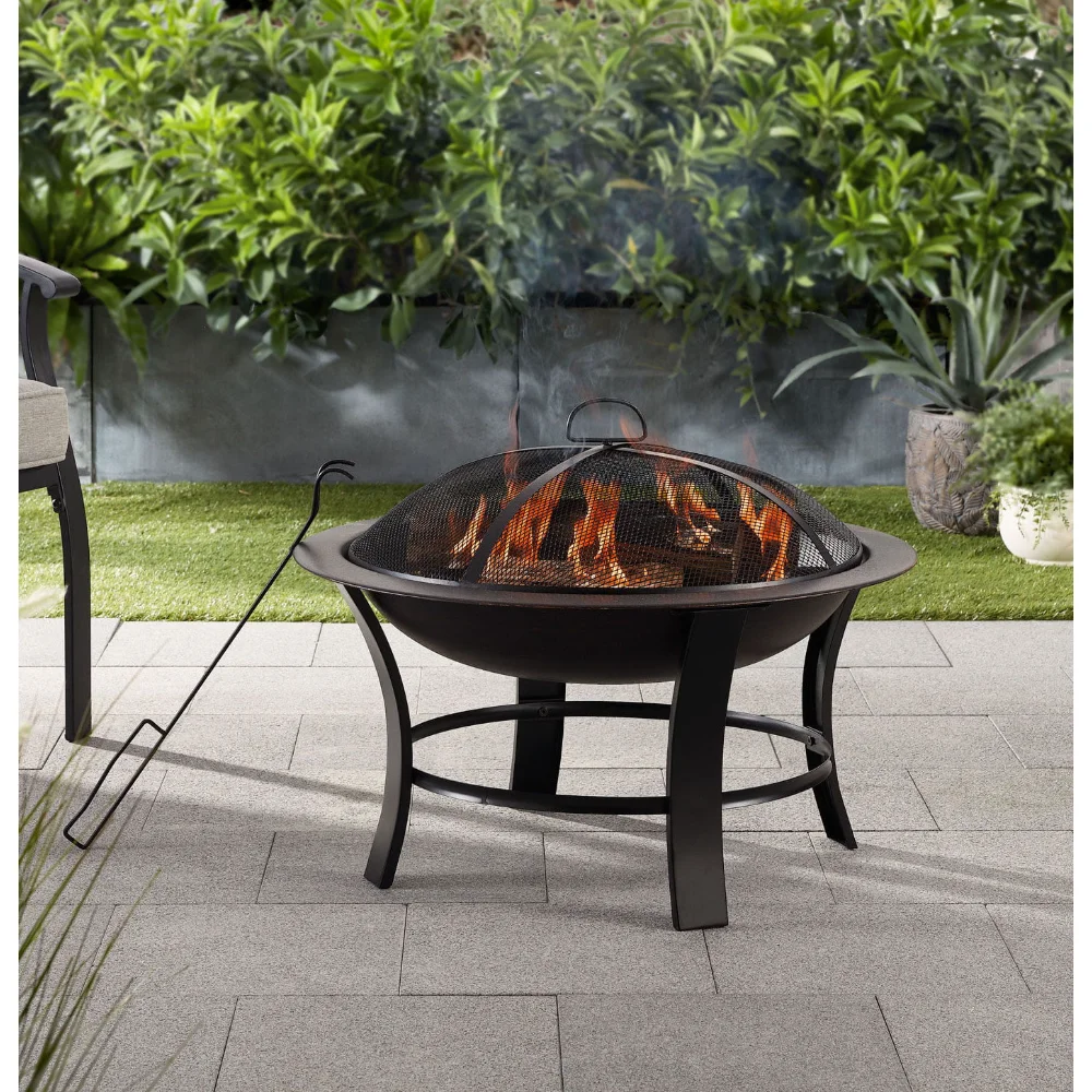 "Mainstays 26" Metal Round Outdoor WoodBurning Fire Pit Portable Patio Furniture for Your