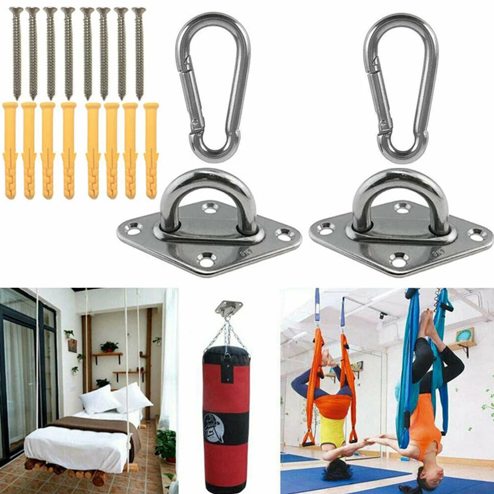 

Stainless Steel Ceiling Wall Mount Hook Heavy Duty Anchor Eye Plate For Boat Yoga Swing Hammocks Full Welding Hanging Hooks