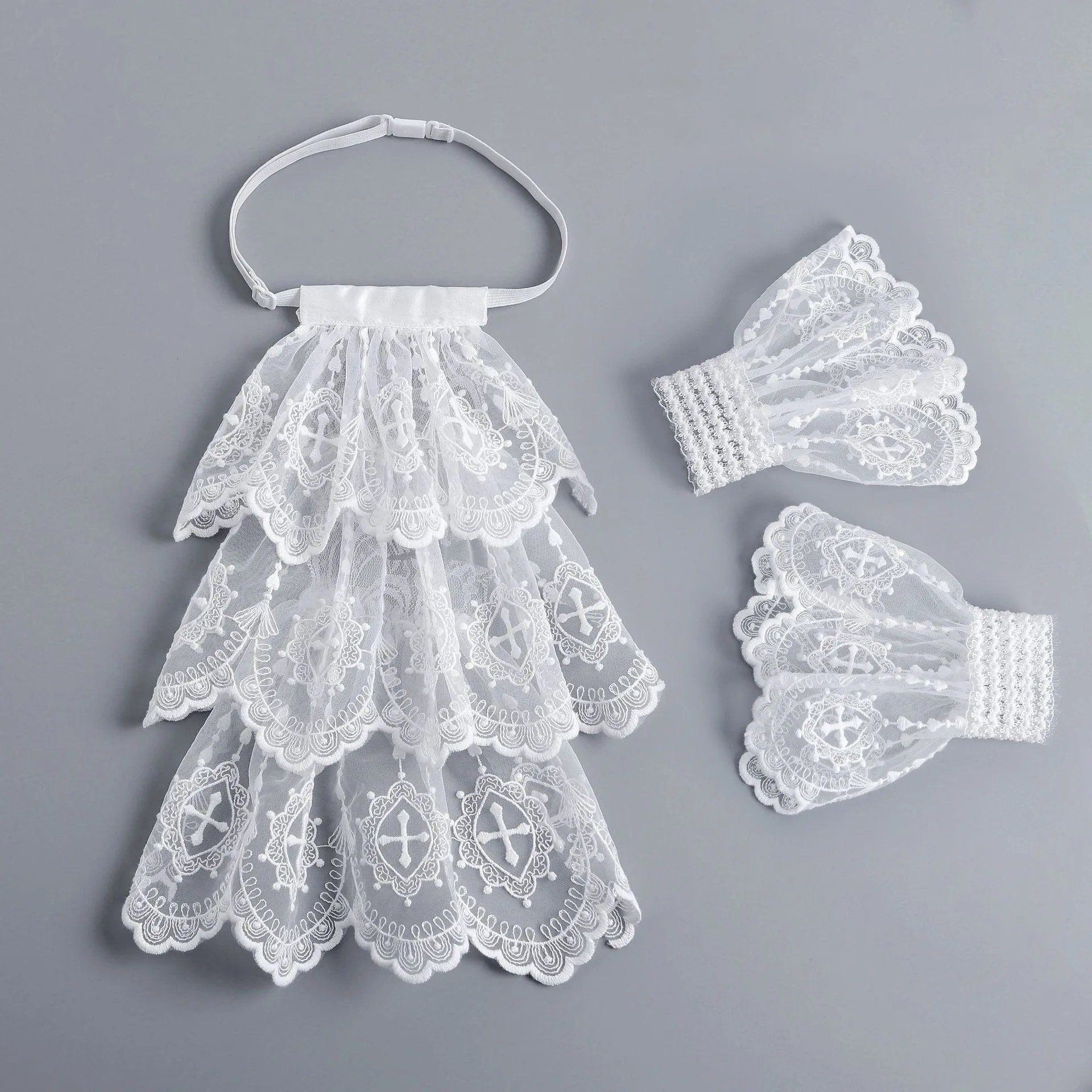 Vintage Spitzen-Rüschenkragen mit Kreuzdesign, Unisex Hofstil-Falschkragen/Lätzchen, Clown-Accessoire Abnehmbarer Halskragen – Detail 21