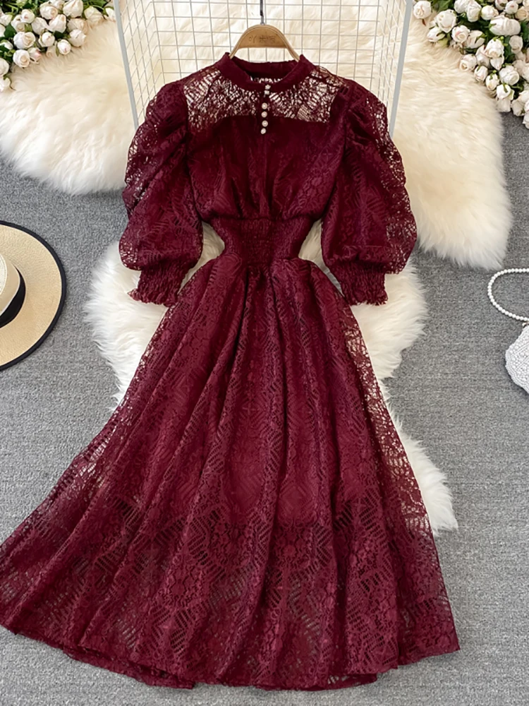 【新品M】LIMITED VINTAGE LACE DRESS Women New Vintage Runway Dress | Lace Dresses Women Vintage