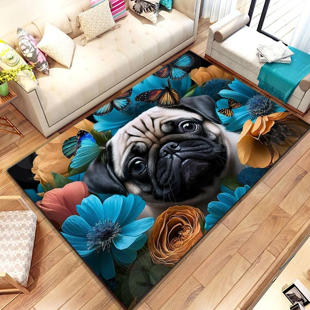 Lovely Pug Dog Water Absorption Anti-Slip Door Mat Cartoon Cute