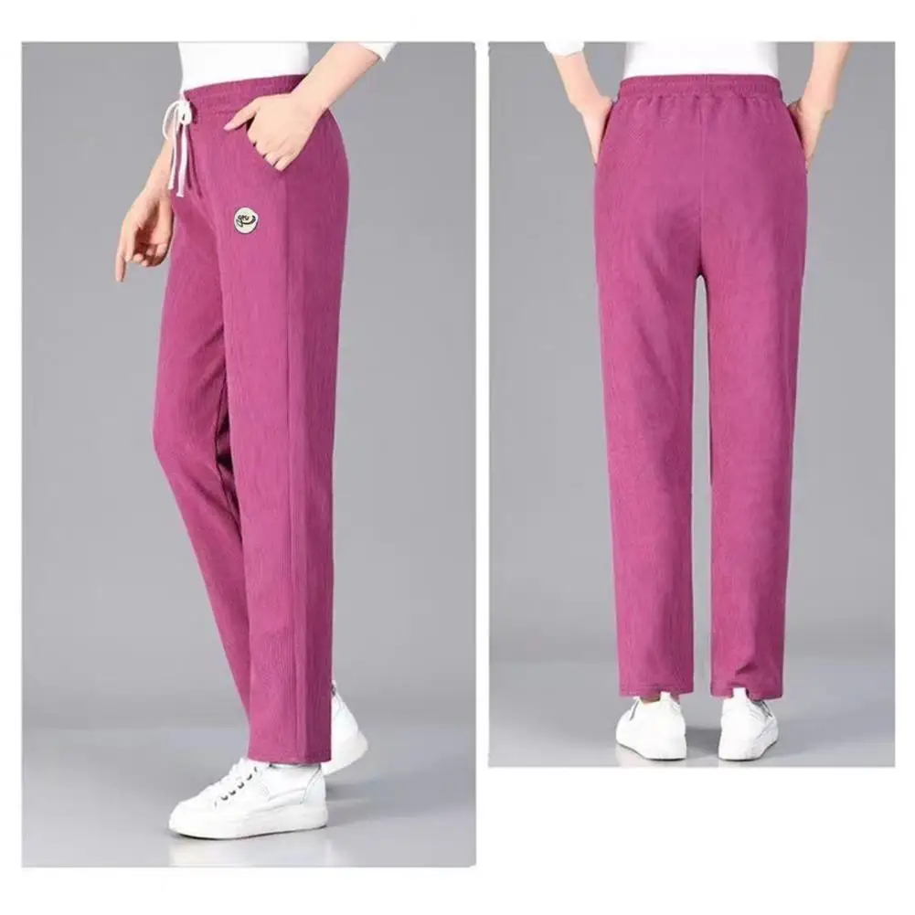 

Trendy Winter Trousers Solid Color Plush Winter Sweatpants Straight Women Winter Pants