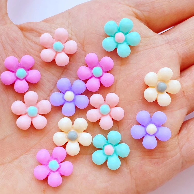 50Pcs New Cute 13mm Resin Mini Floret Flat Back Cabochon Scrapbook Kawaii DIY Embellishments Accessories