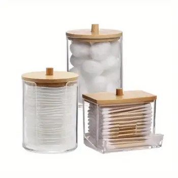 3-Pack Cotton Swab & Storage Dispenser Set 1