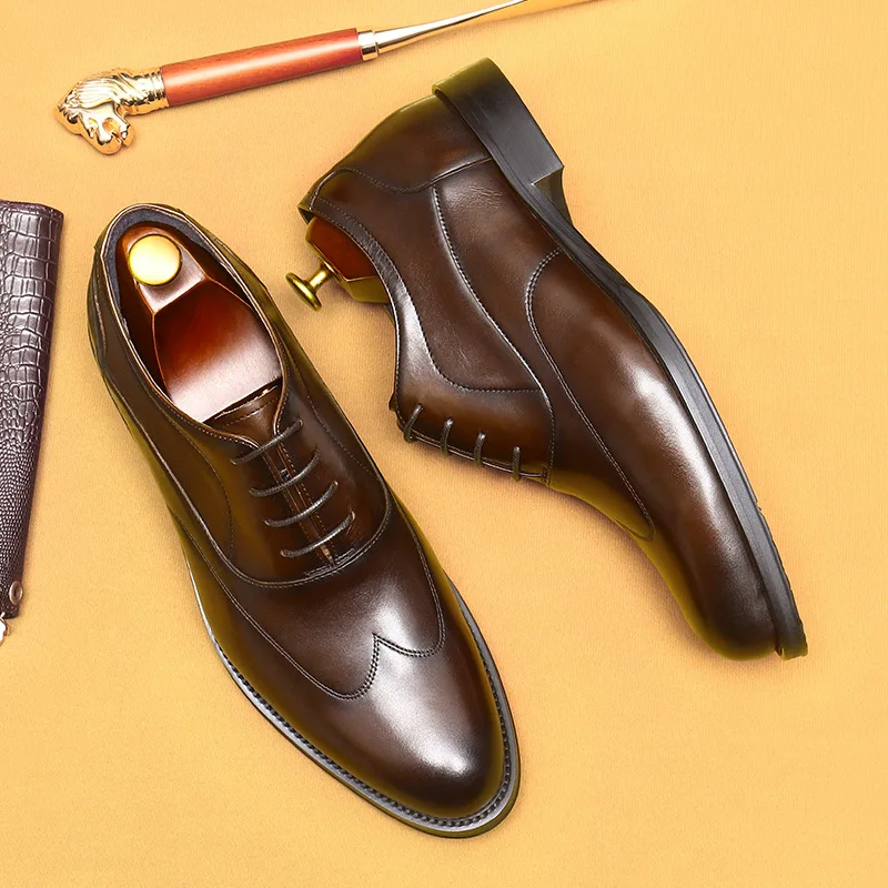 

Italian Mens Dress Shoes Increase Height Luxury Genuine Leather Handmade Comfortable Elegant Black Wedding Social Shoes Man