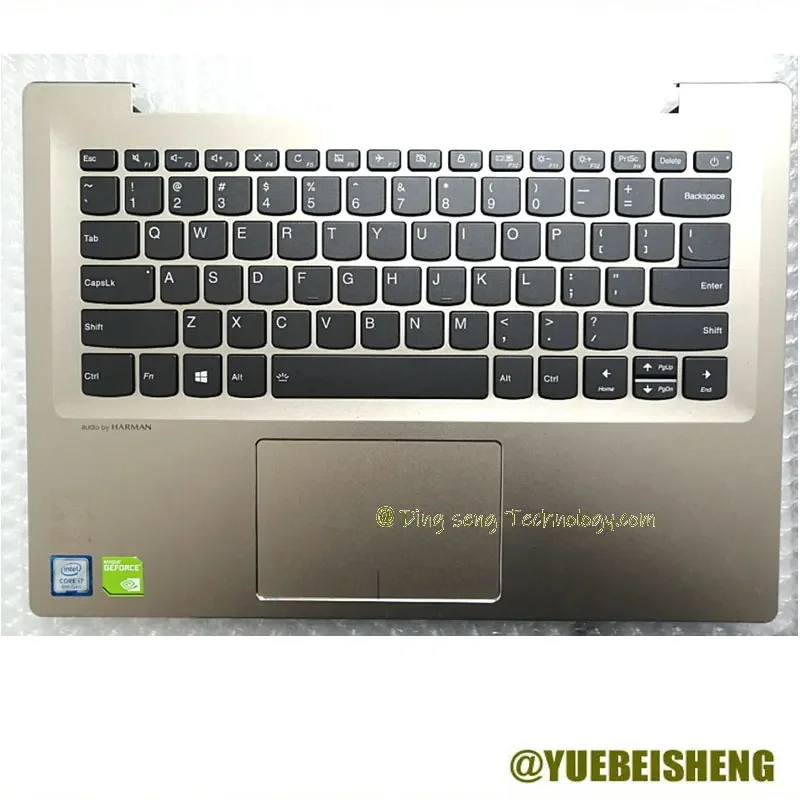 

YUEBEISHENG New/org for Lenovo ideaPad 7000-14 520S-14 palmrest US keyboard Backlit upper cover case Touchpad Golden color