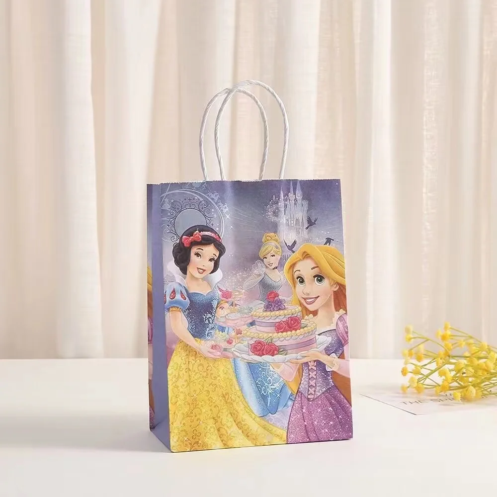 thumbnail image 1 of Bolsas de regalo de papel de princesas de Disney, seis bolsas de fiesta de princesas, decoraciones para fiestas de cumpleaños, baby shower para niños, bolsas de dulces para bodas, suministros, 1 of 4
