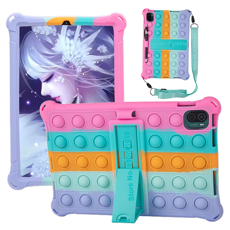 Capa de Silicone Bolha Macia Infantil Capa para Xiaomi mi Pad Pro Suporte para Tablet de 11 com Alça de Ombro 2023