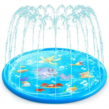 Tappetino gonfiabile per giochi d'acqua con irrigatore per delfini per bambini Tappetino per giochi spray estivo per prato all'aperto con cuscino giocattolo di design con lettere 1