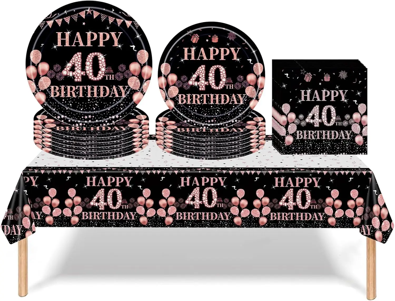 8 Guests Purple Pink Disposable Tableware 40 Year Old Plates Cups Queen Women Happy 40th Birthday Party Supplies