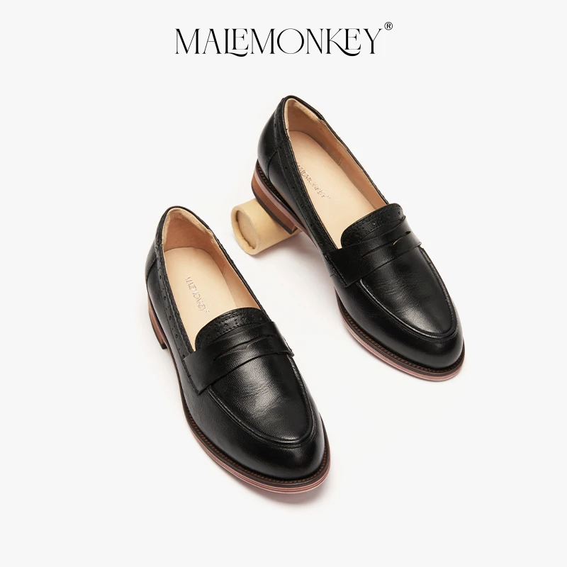High Qualtiy Penny Shoes Women Loafers 2023 Spring Sheepskin Pointed Toe Slip On Flats Black New Non slip Female Shoes Handmade