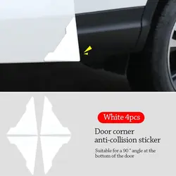 4PCS Car Door Corner Anti - Collision Protection Covers (White)