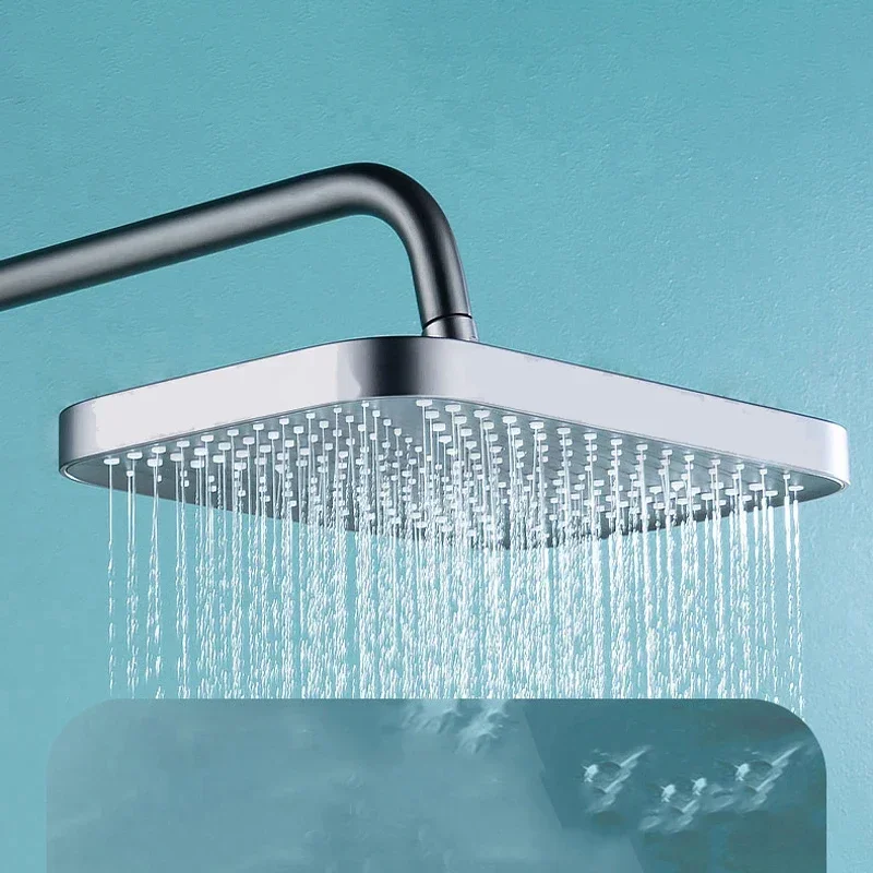 Black Piano Bathroom Shower System Solid Brass Hot Cold Bathroom Mixer Faucets Rain Shower Head Luxury Piano Bathroom Shower Set 4