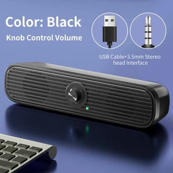 COOMAER Wired Surround Desktop PC Speaker Home Stereo 3.5Aux USB Soundbar System Computer Phone HIFI Subwoofer 2