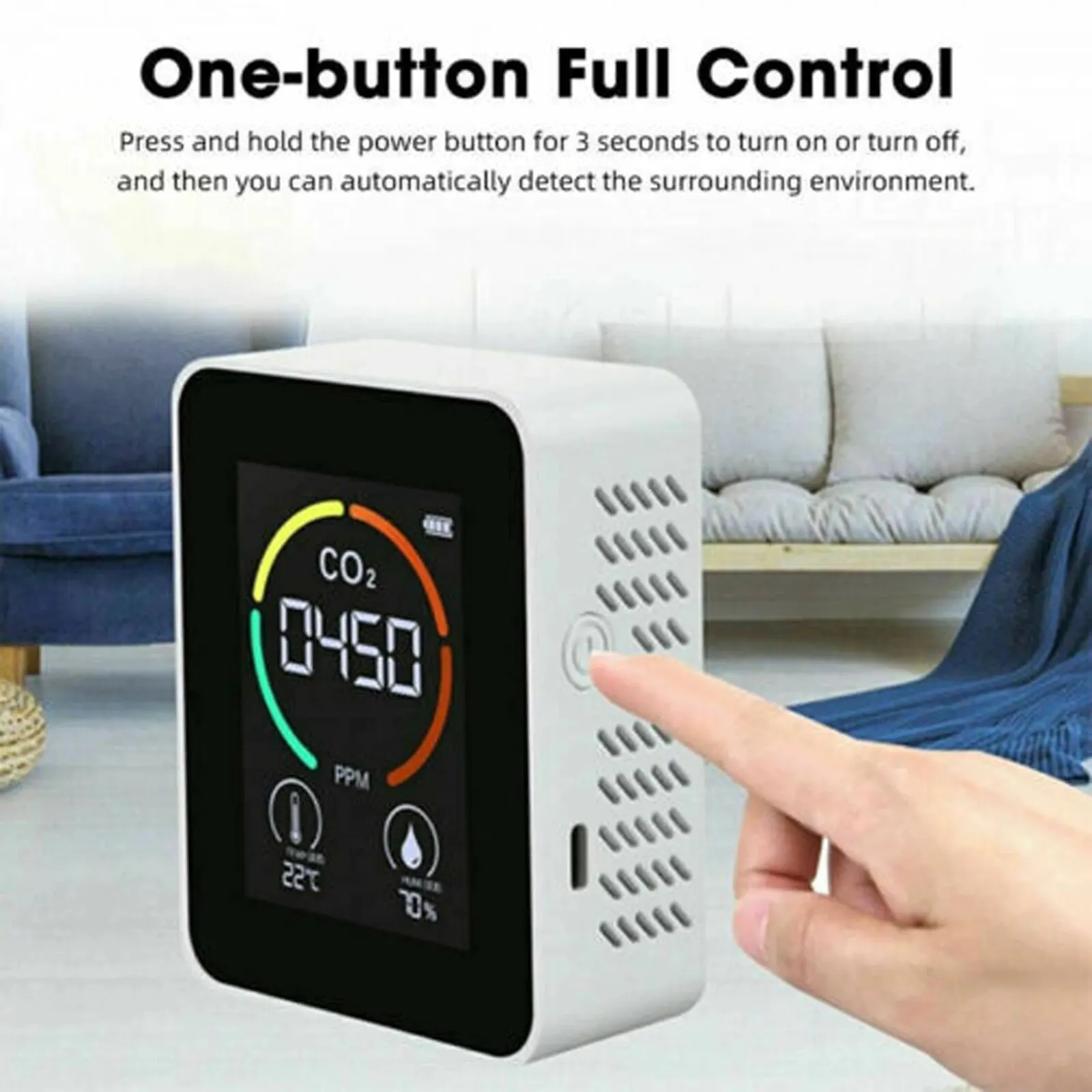 LCD CO2 Meter Air Quality Temperature Carbon Dioxide Detector Automatic Calibration 400-5000PPM Air Quality Monitor 3 In 1