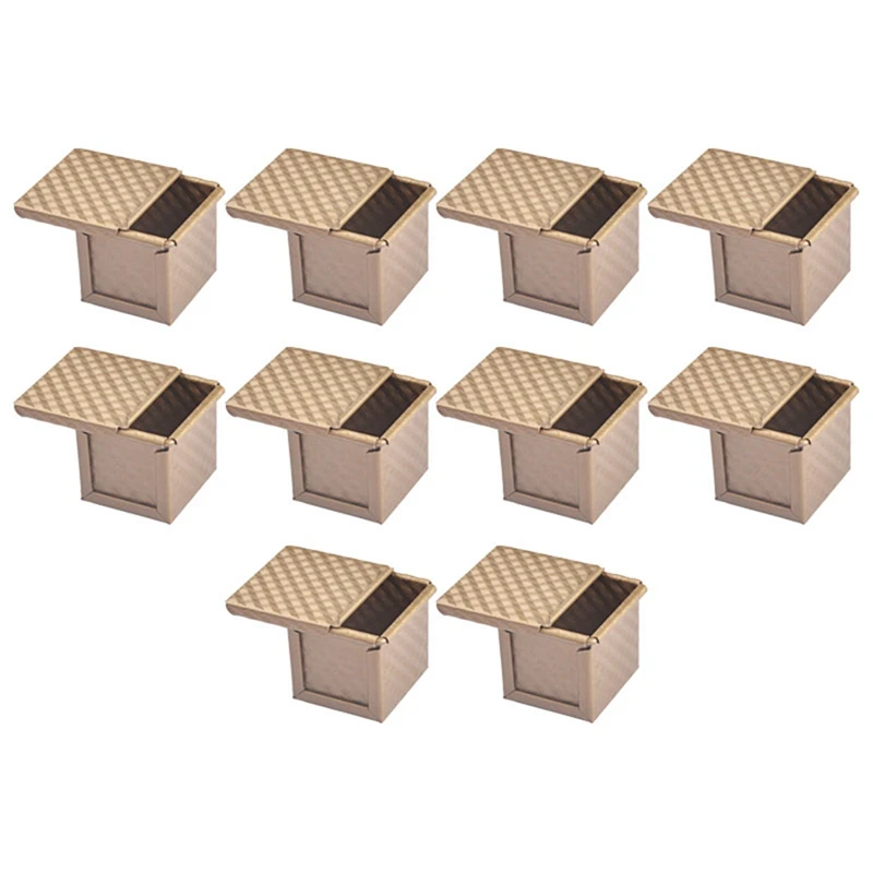 10X Teglia Quadrata Con Coperchio Stampo Per Toast Teglia Per Pane Pullman Pagnotta Con Coperchio Mini Scatola Per Toast Quadrata Antiaderente