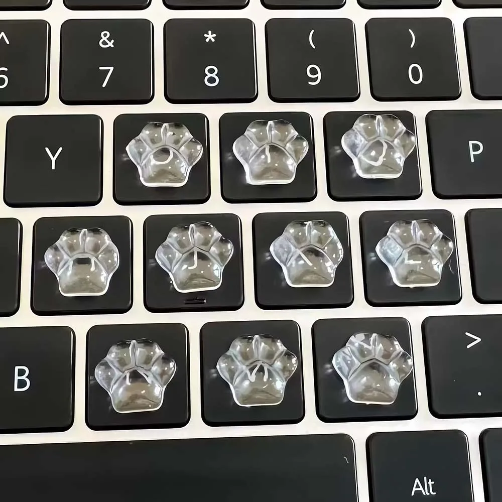 새로운 30Pcs 투명한 고양이 발 키보드 스티커 긴 손톱을위한 높은 키 패드 타이핑 도우미 귀여운 책상 장식 키보드 액세서리