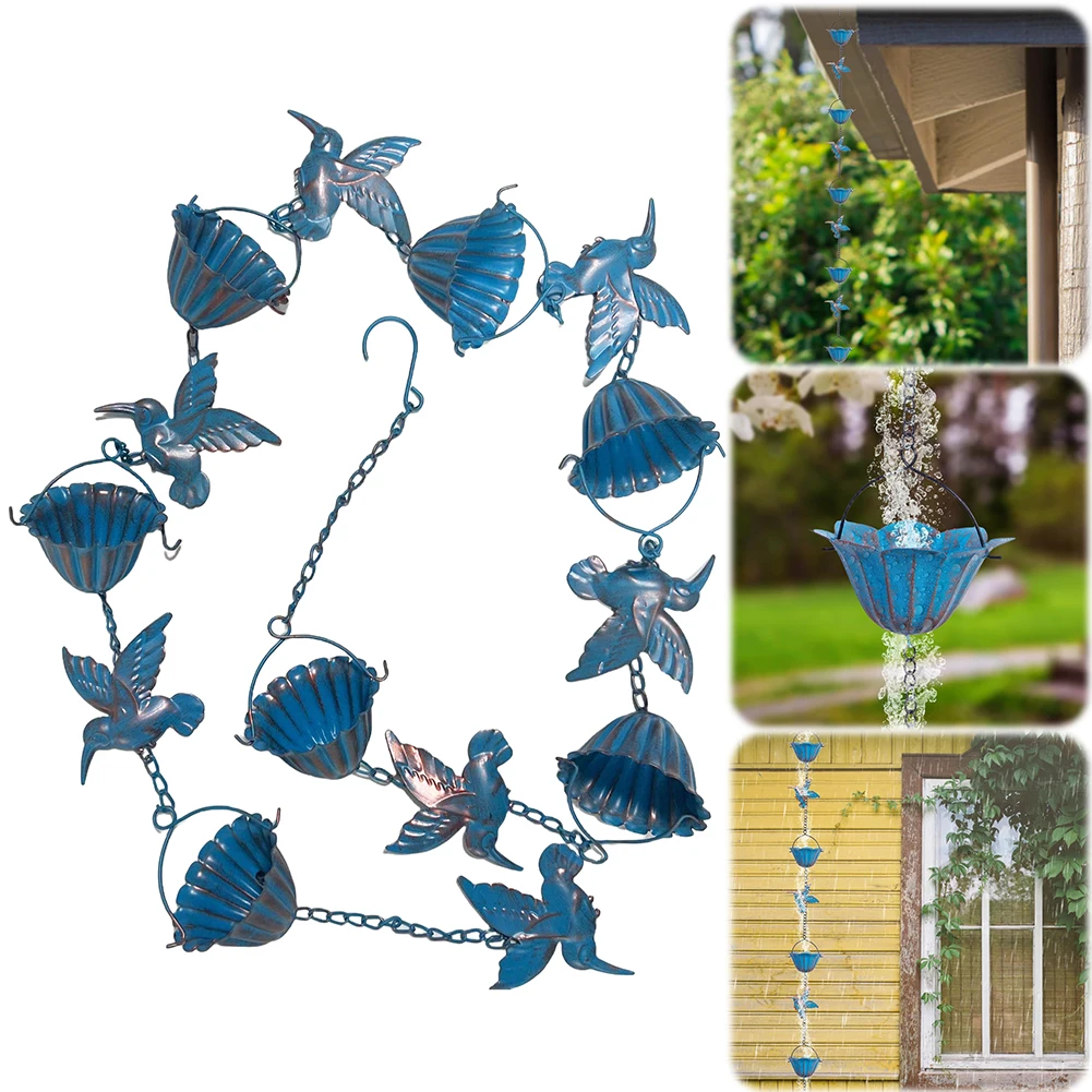 Lotus/Bird Rain Chain Outdoor Decors Hanging Rain Catcher Chain Gardening Gutters Downspouts Garden Decoration