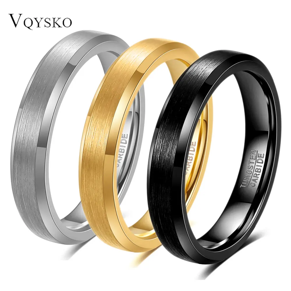 4/6/8mm Wolframstahl Gebürsteter Ring Edelstahl Paar Vielseitiger Modischer Ring für Damen Herren Hochzeit Party Geschenk Schmuck