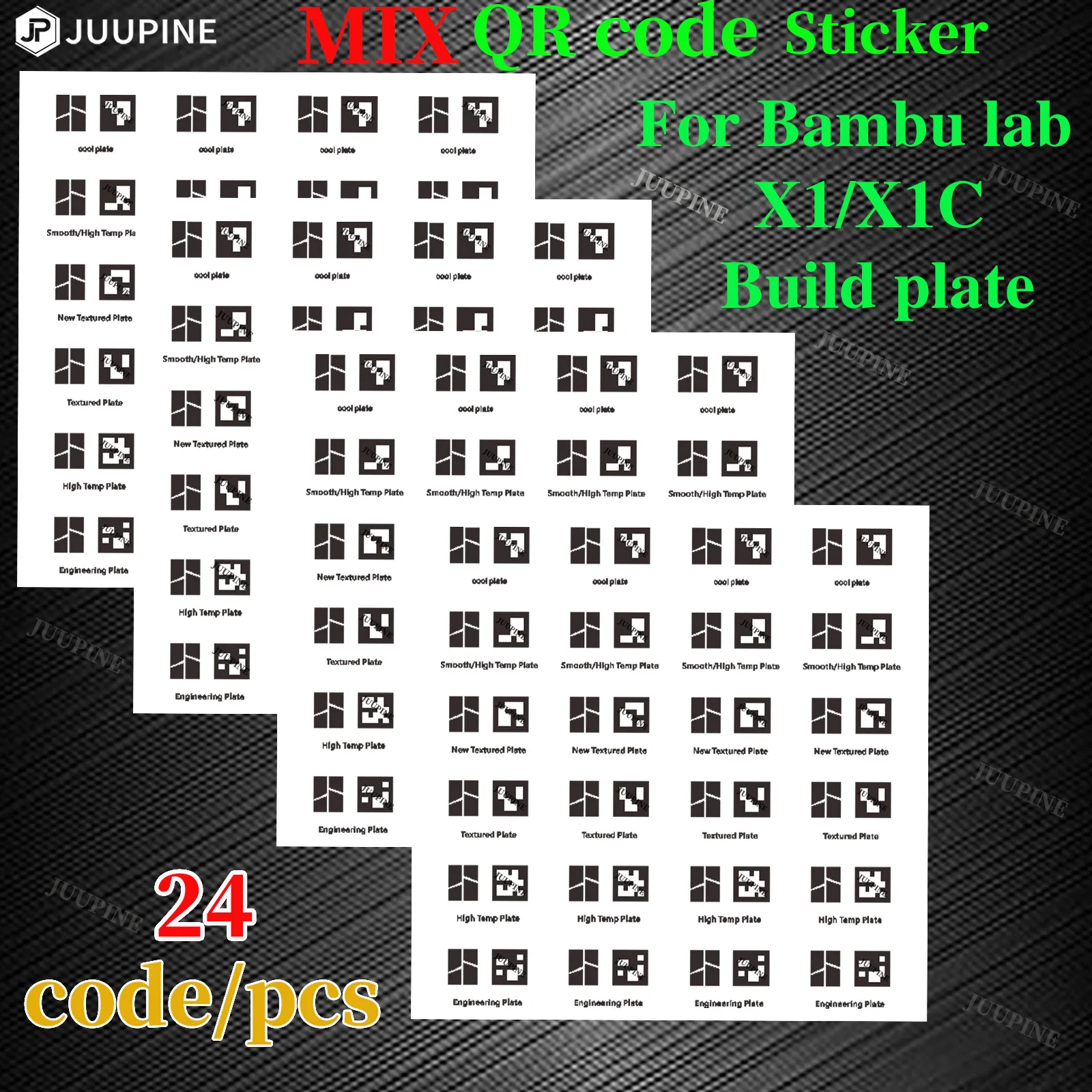 Bambulab X1 탄소 QR 코드 빌드 플레이트, Bambulab X1 스티커, 제 3 자 빌드 플레이트