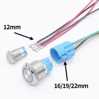 Metal Push Button Switch with Wire On Off PC Power Waterproof 12v for Car Momentary Latching Fixed NO NC 5V 220V 12 16 19 22 mm - Image 2