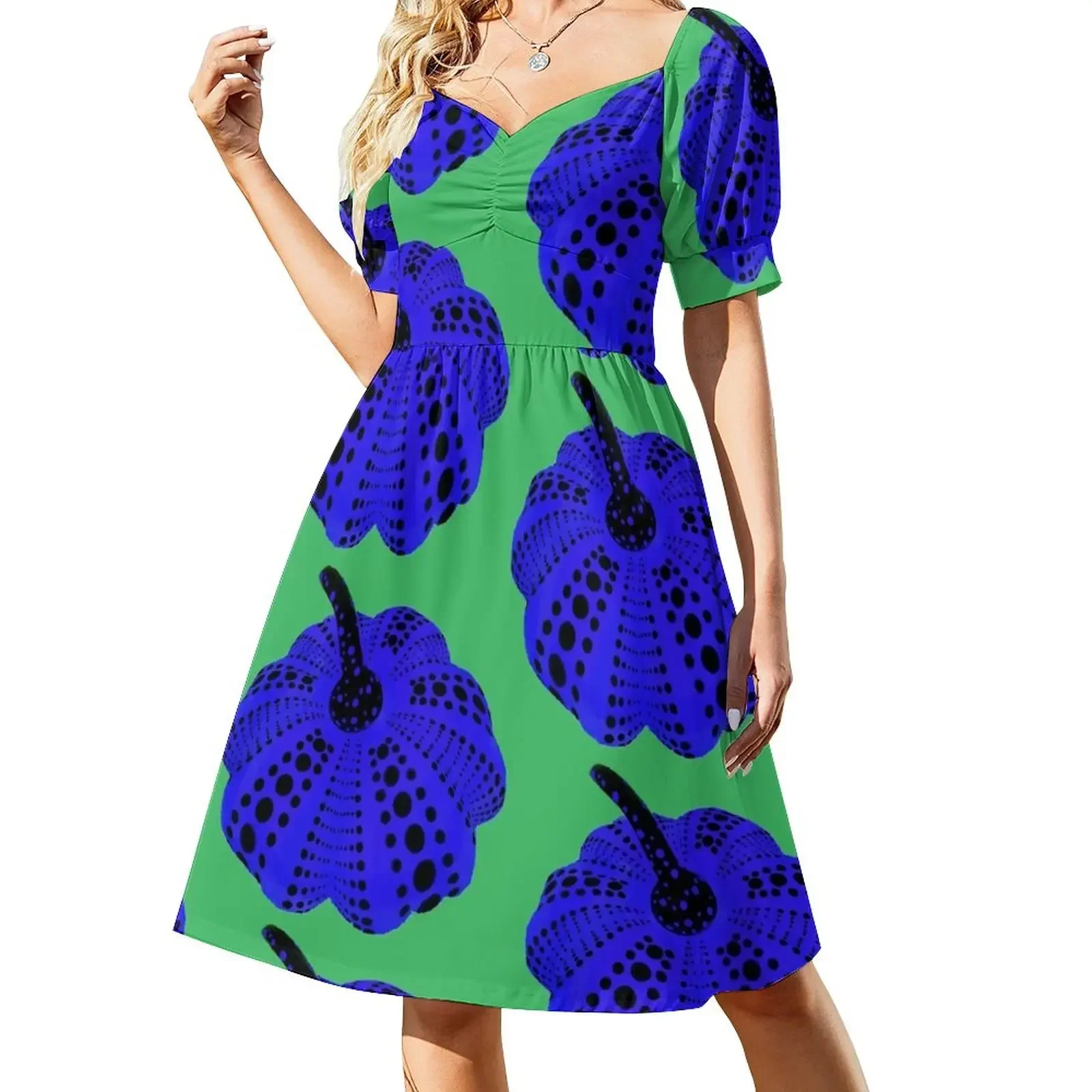 thumbnail image 1 of Polka Dot Pumpkin Short-Sleeved Dress clothes for woman clothing women summer, 1 of 7