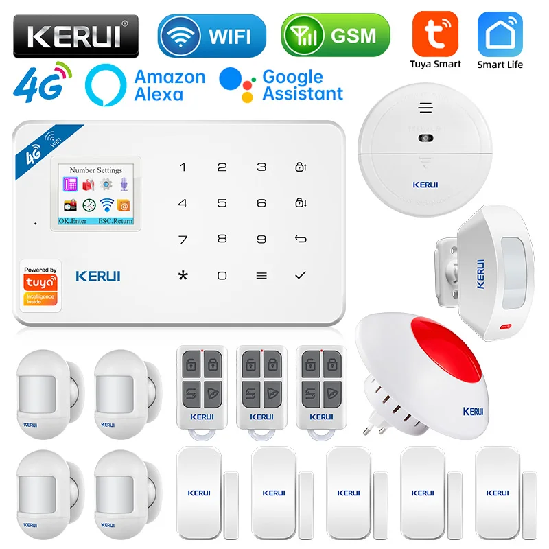 

KERUI W184 4G/WIFI Alarm System Wireless Control Kit Tuya Security Home GSM Alarm Panel Smart Home Devices Window/Door Sensor