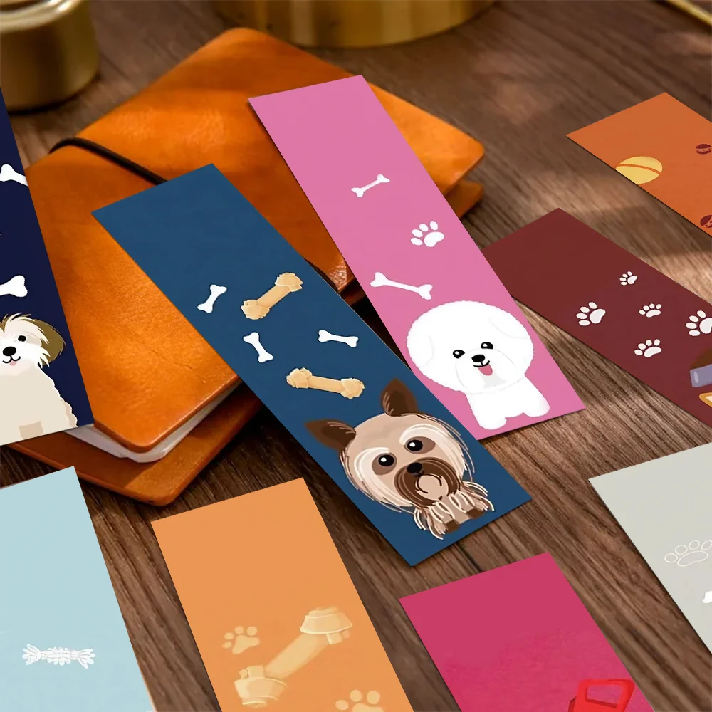 Cartoon puppy bookmarks 30pcs minimalist animal decoration student reading books labeling paper cards books diary DIY bookmarks