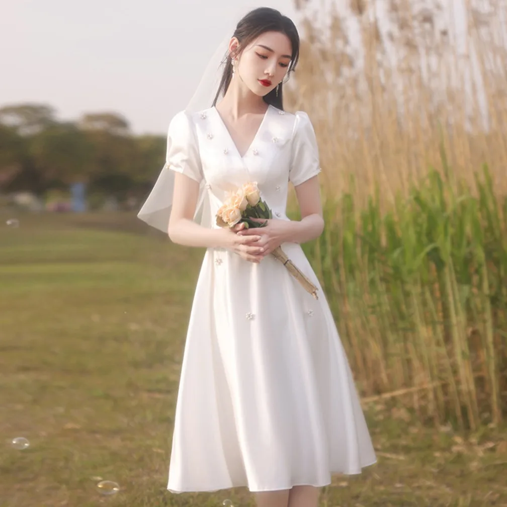 Valentina | Ivory Satin Wedding Dress | Romantic wedding gown, White lace wedding  dress, Short sleeve wedding dress