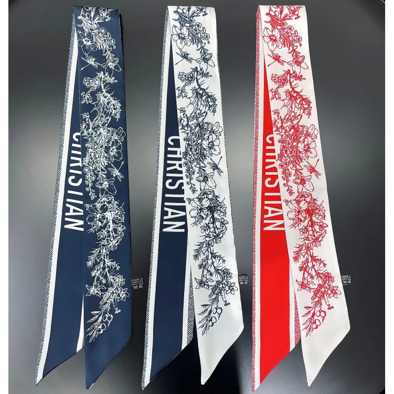 

French THALO New Plant Pattern Female Ornament Ribbon Arm Bag Ribbon Headband Small Scarf Silk Scarf Wholesale
