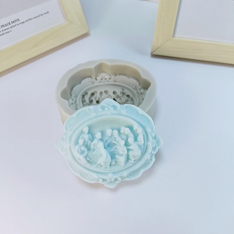 Last Supper Soap Mold Oval Cute Saop Mould with Jesus Story Handmade Gift to Friends Family Members DIY Tools Table Decoration