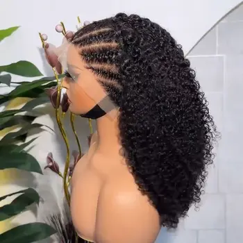 Short Bob Cut Black Color Water Wave 13X4 HD Lace Front Wigs Synthetic Wig Preplucked With Baby Hair Bleached Knots Glueless Wig