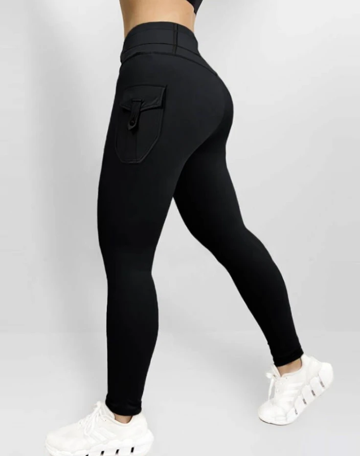 2024 Women's Fashion New Casual High Waist Solid Yoga Pants Button Pocket Design Quick Drying Sports Slim Fit Pants