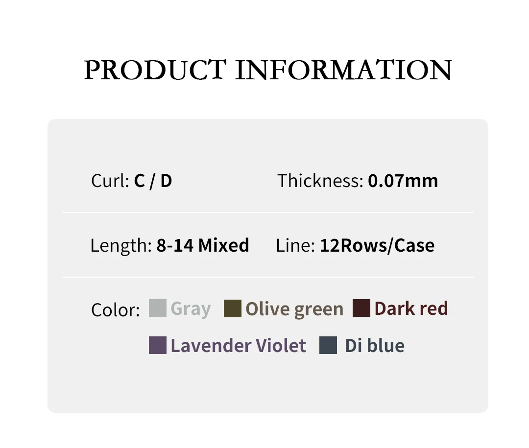Description Picture 3 of itemNATUHANA Individual Natural False Mink Colorful Eyelashes Extension Blue / Lavender / Red / Green / Gray Colored Lashes