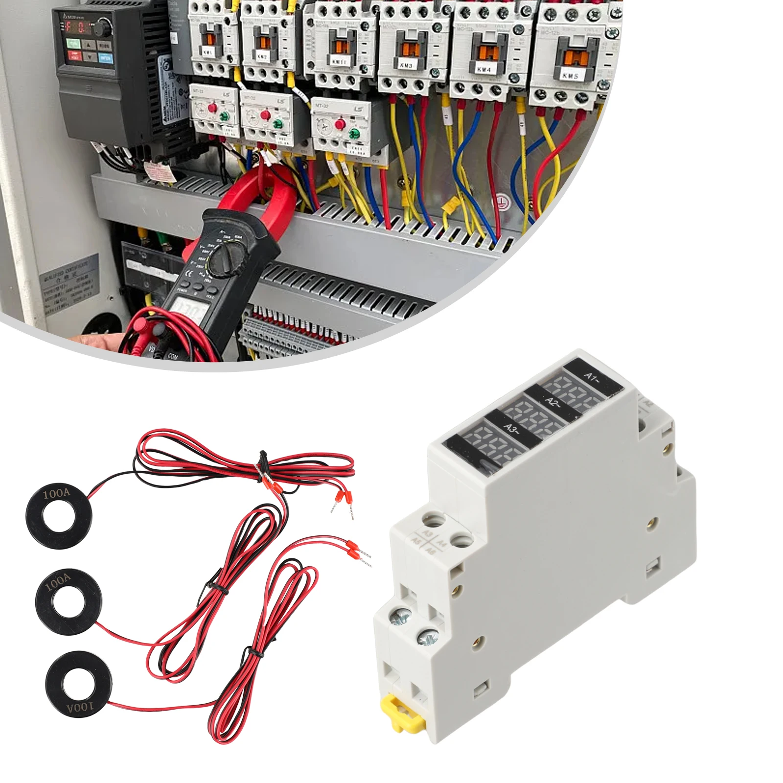 

High definition digital on screen display Rail mounted 35 mm Three Phase Modular Current Meter Cold and heat resistant